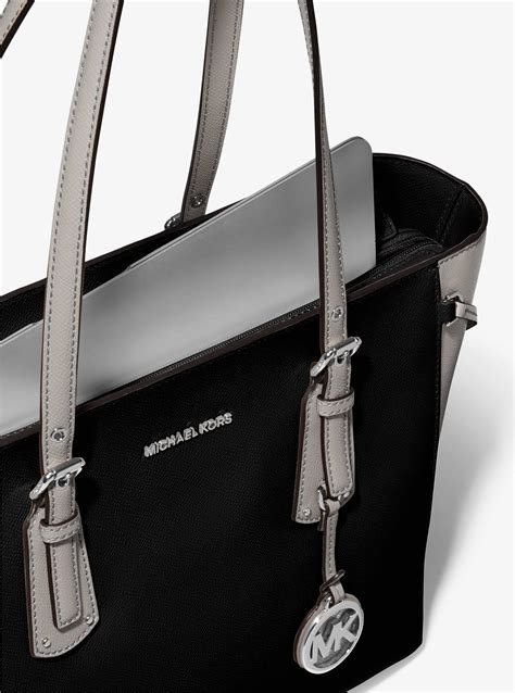 two tone leather tote bag.